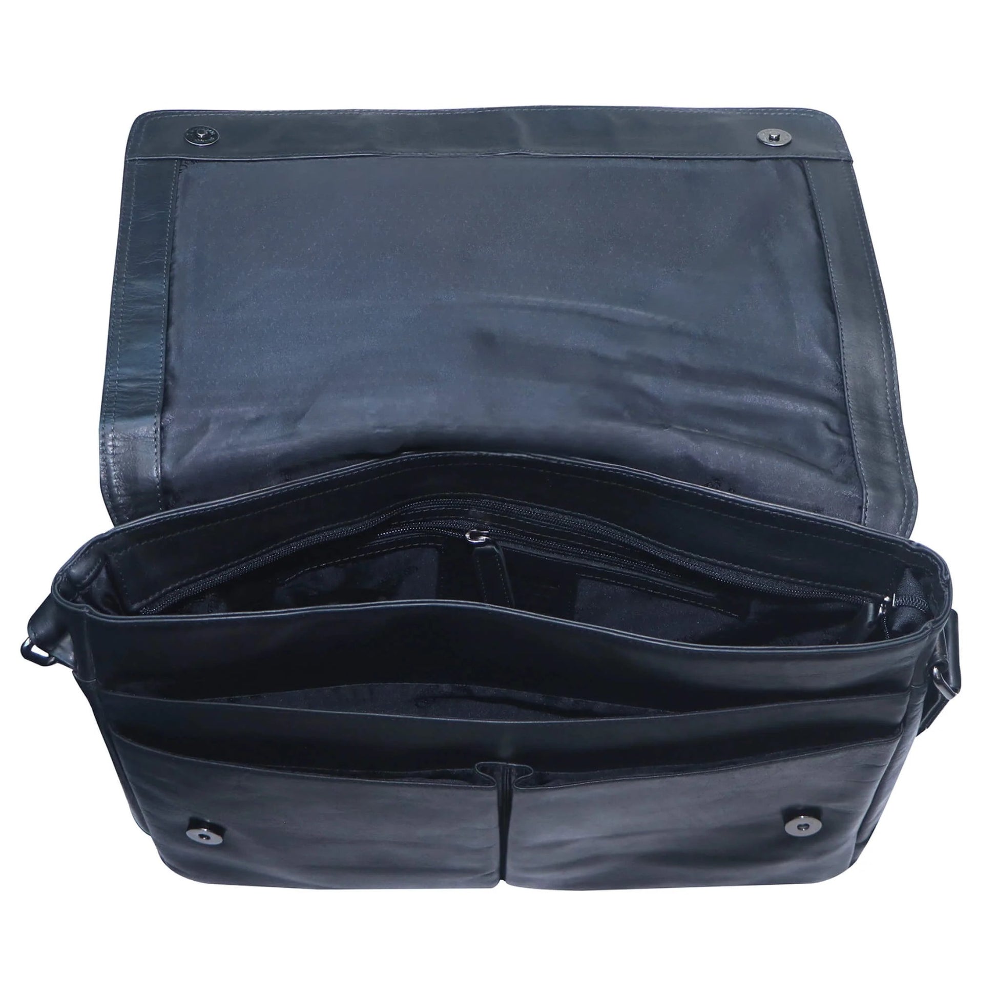 Black messenger back open view