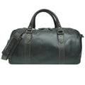Brown leather duffel bag on a white background
