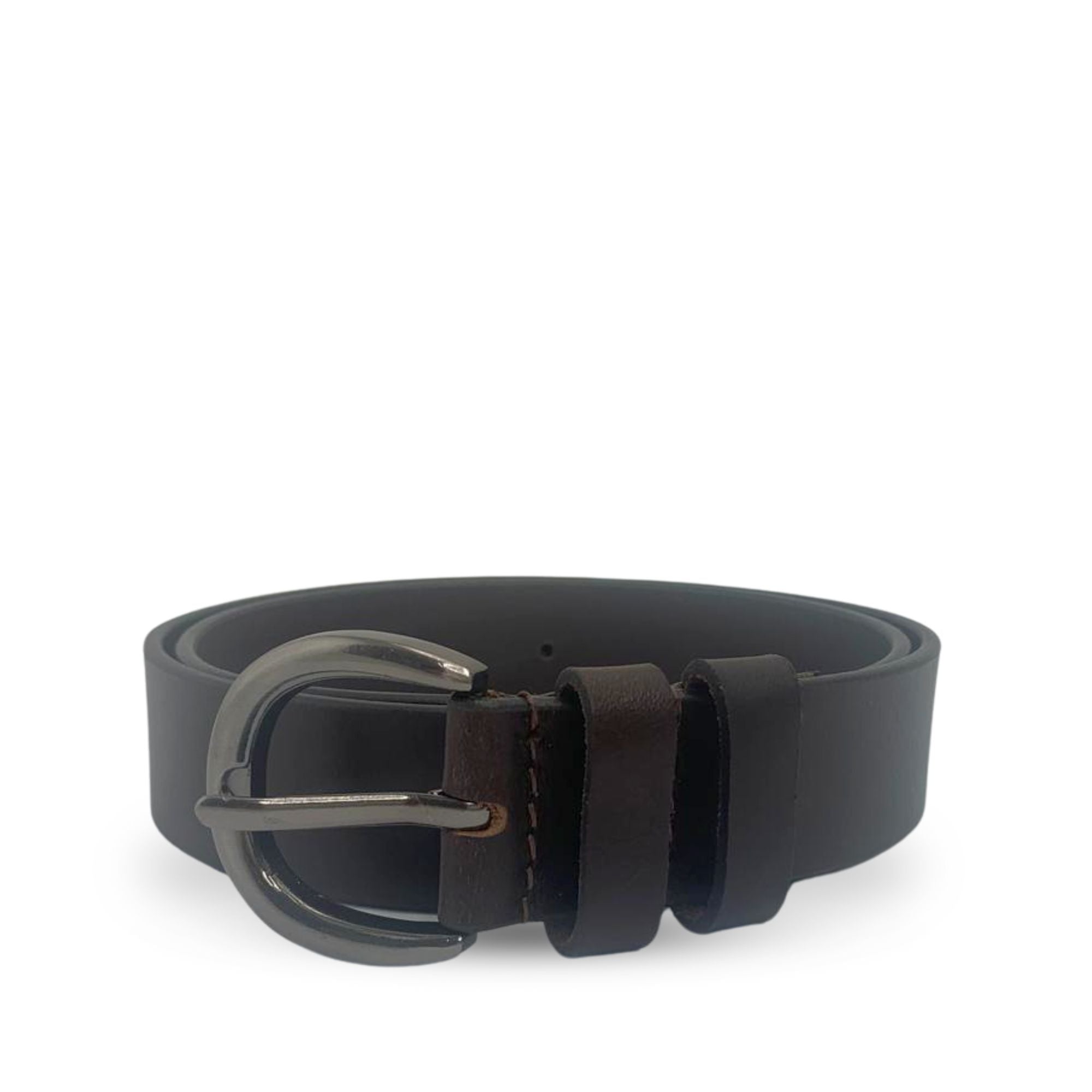 BOP1.5L(N) - Brown Double Loop Leather Belt