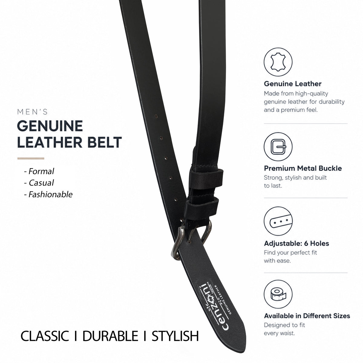 BOP1.5L(N) - Double Loop Leather Belt