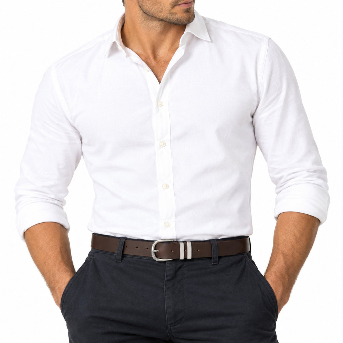 BOP1.5M(N) - Double Metal Loop Leather Belt