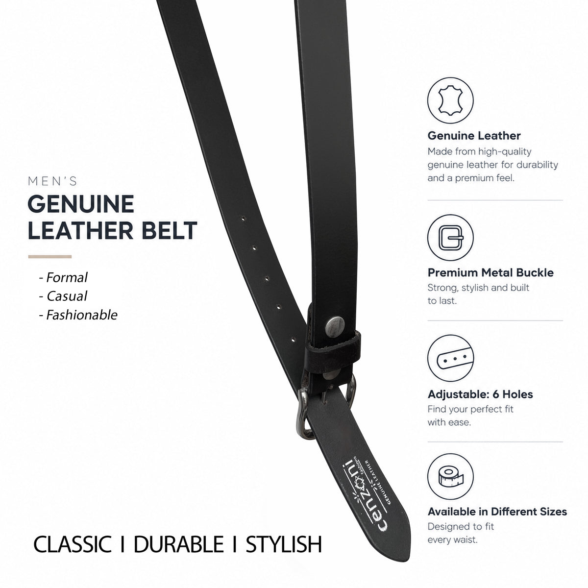 BOP1.5R(N) - Replaceable Buckle Leather Belt