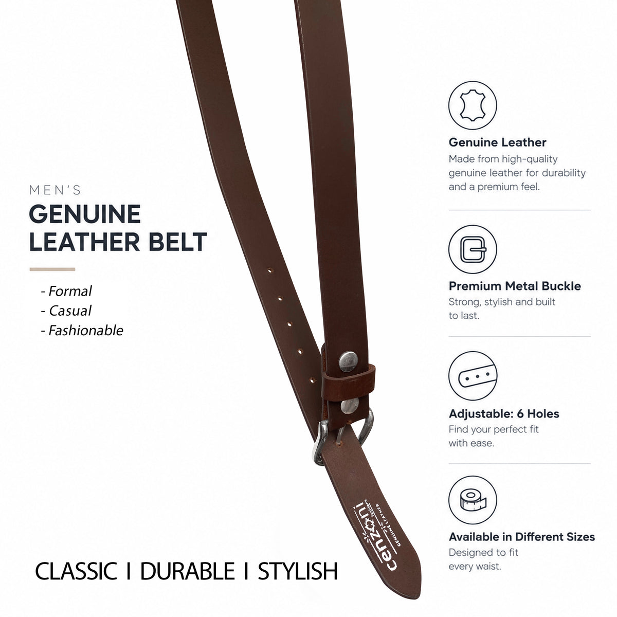 BOP1.5R(N) - Replaceable Buckle Leather Belt
