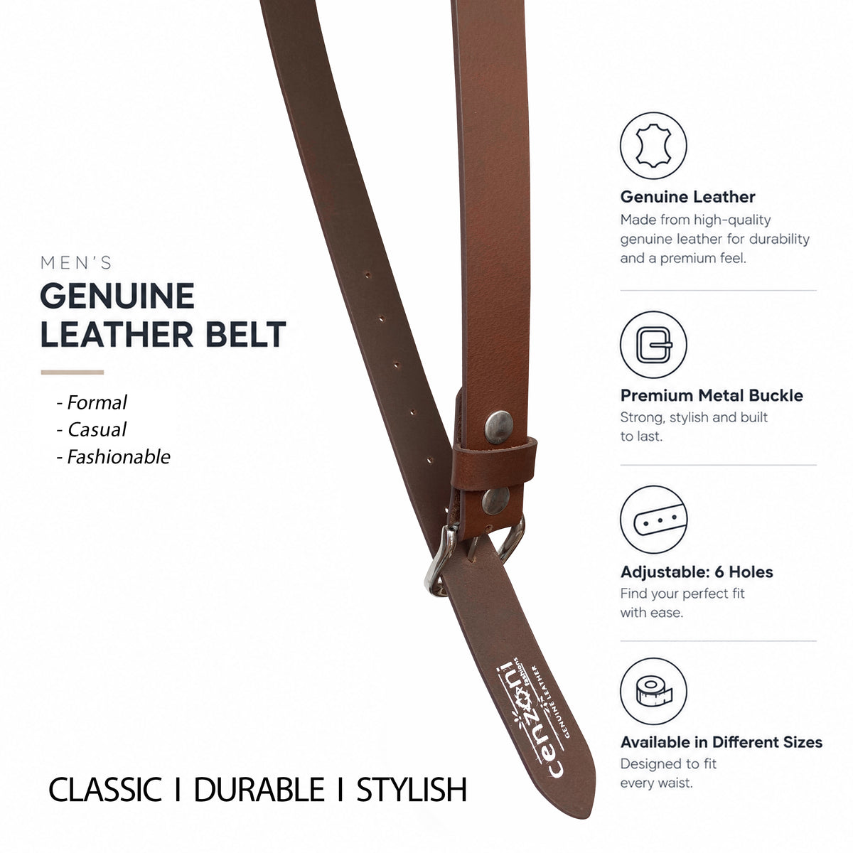 BOP1.5R(N) - Replaceable Buckle Leather Belt
