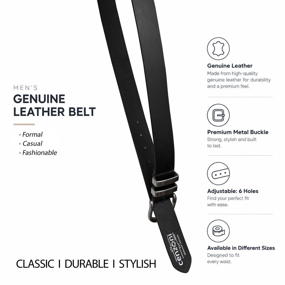 BOP1.75M(N) - Double Metal Loop Leather Belt