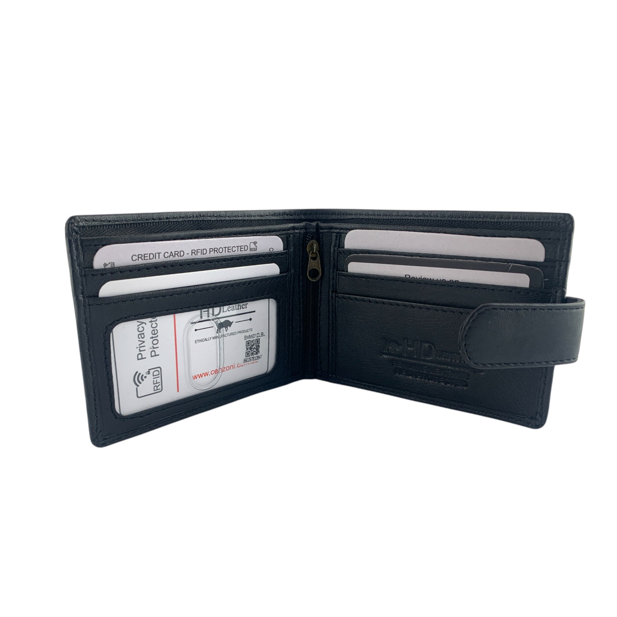 SMW01ZL ~ Sheepskin Men's Tab Wallet -  zippered note compartment
