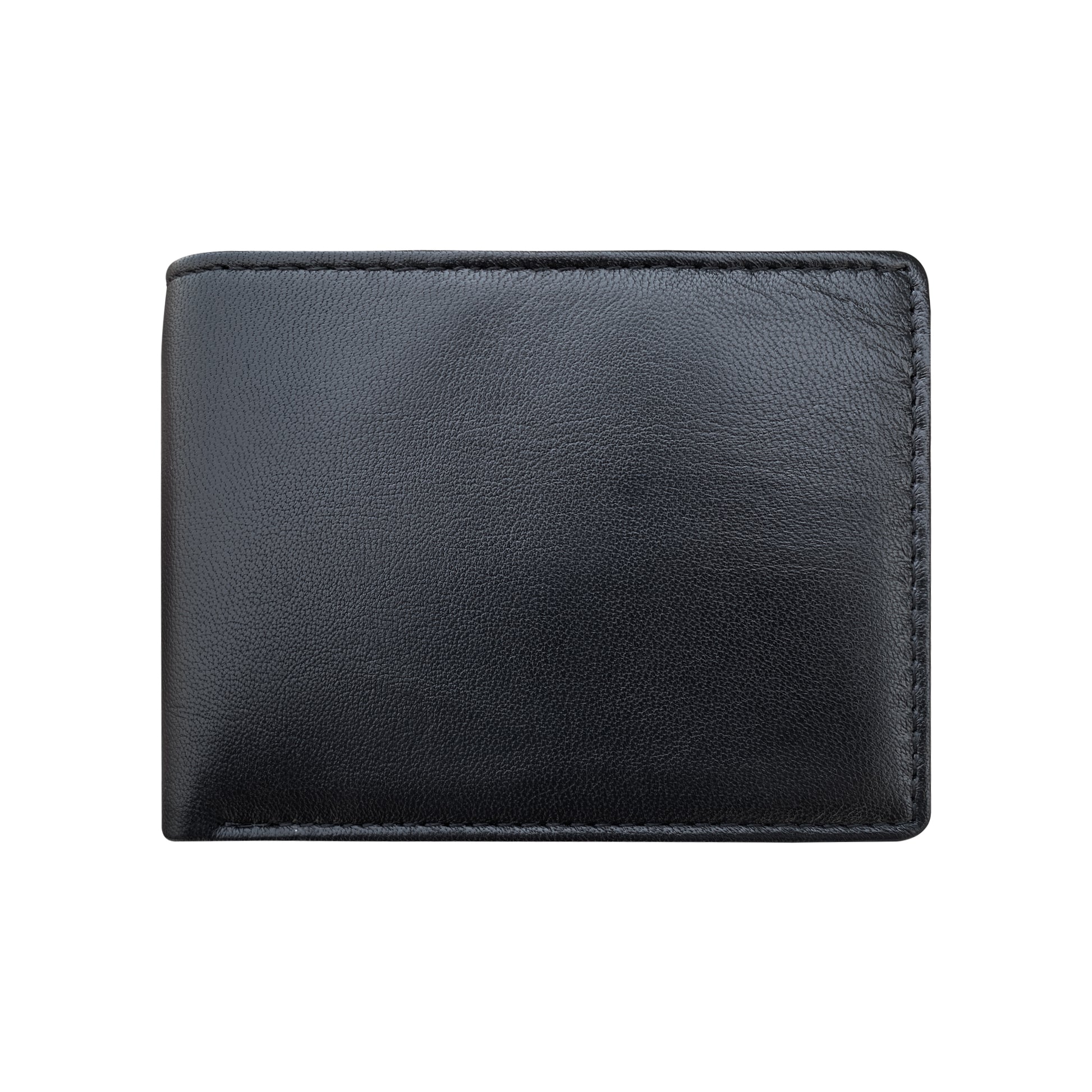 Black sheepskin men's wallet front view