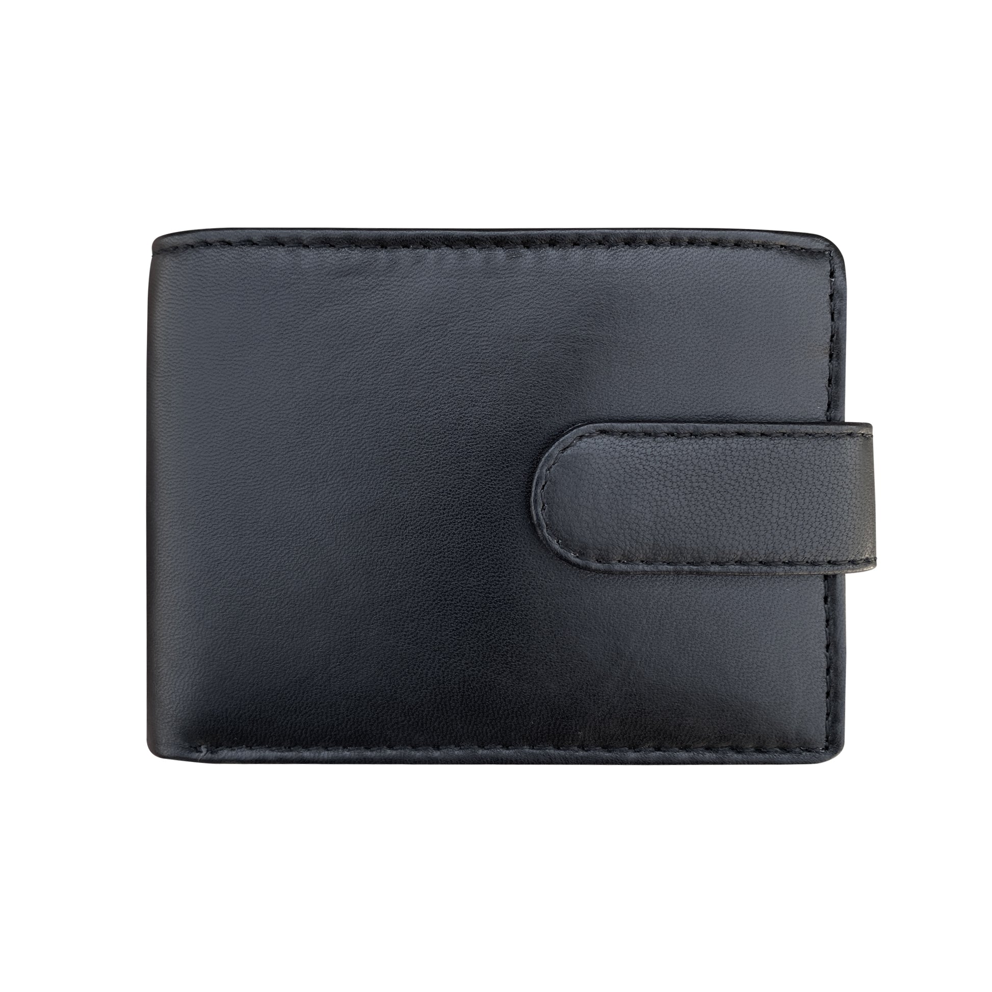 Black leather wallet front view