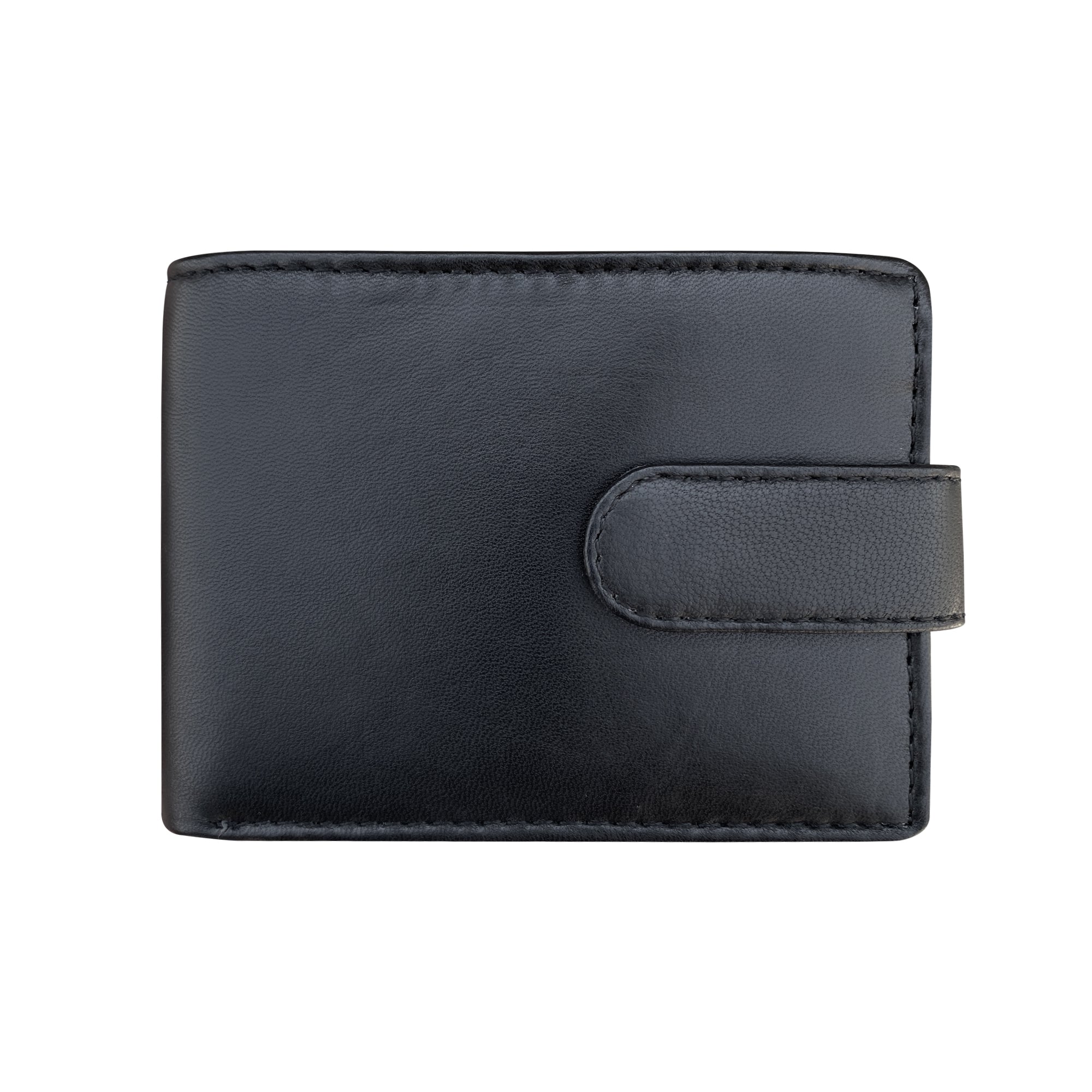 Black leather wallet front view