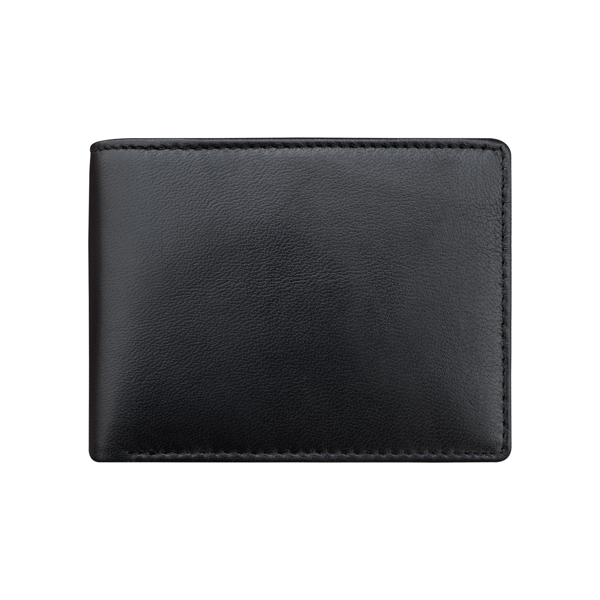 Black sheepskin leather wallet front view
