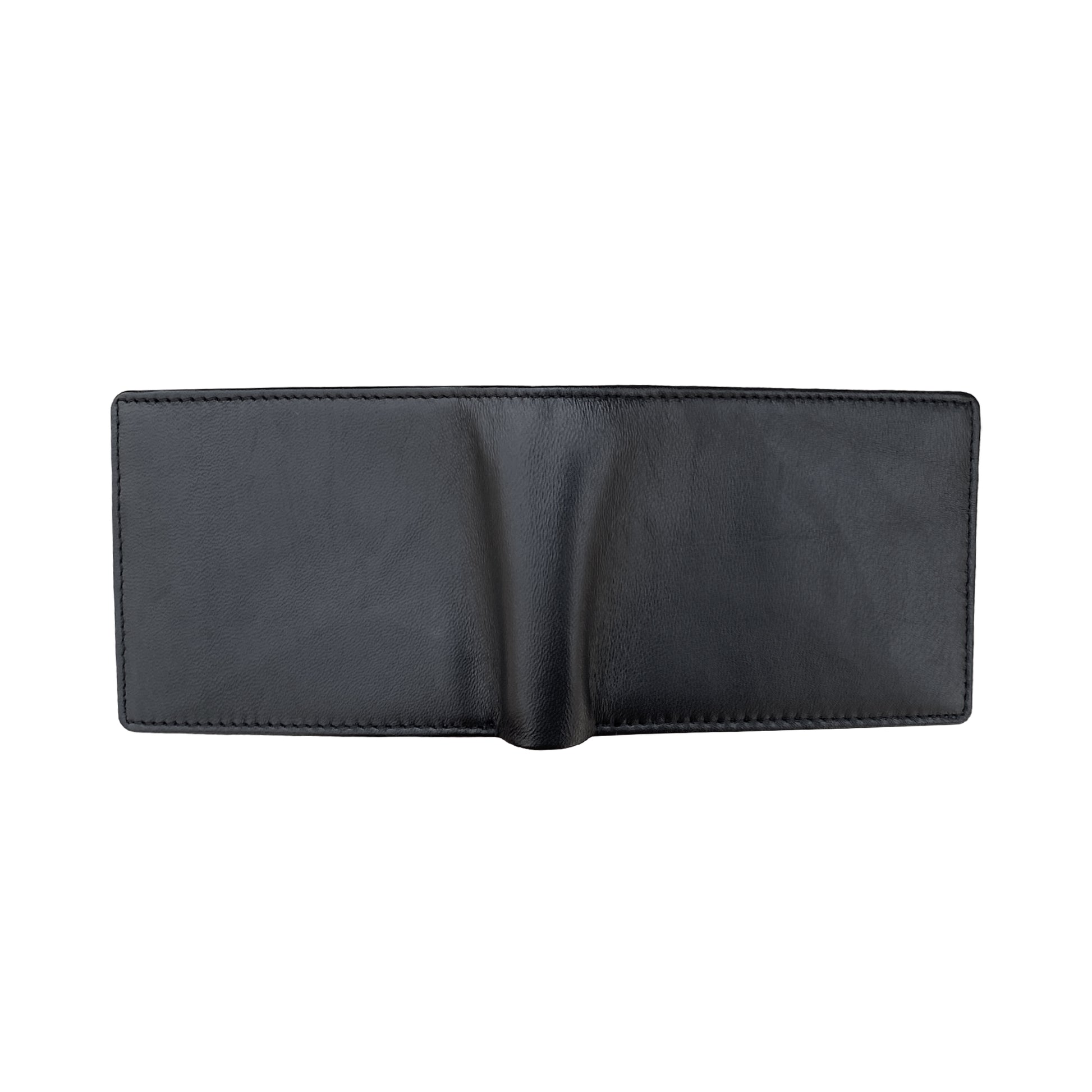 Black sheepskin leather wallet open back side