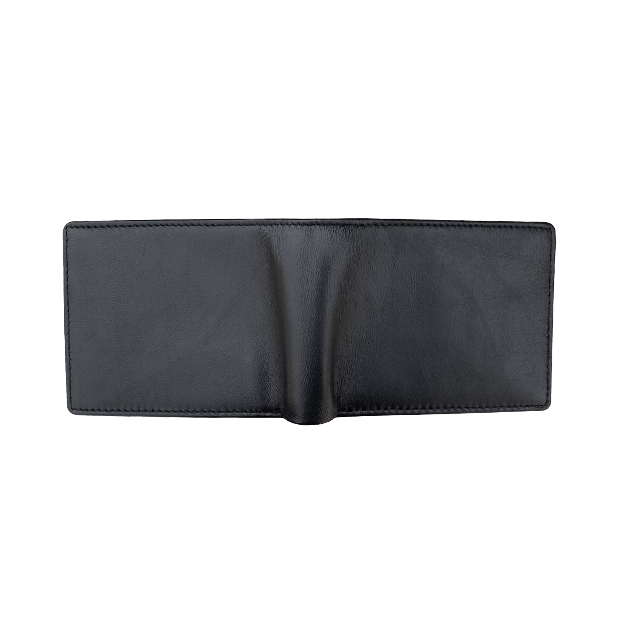 Black sheepskin leather wallet open back side