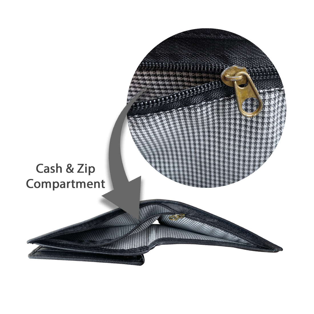Black sheepskin wallet cash & zip compartment
