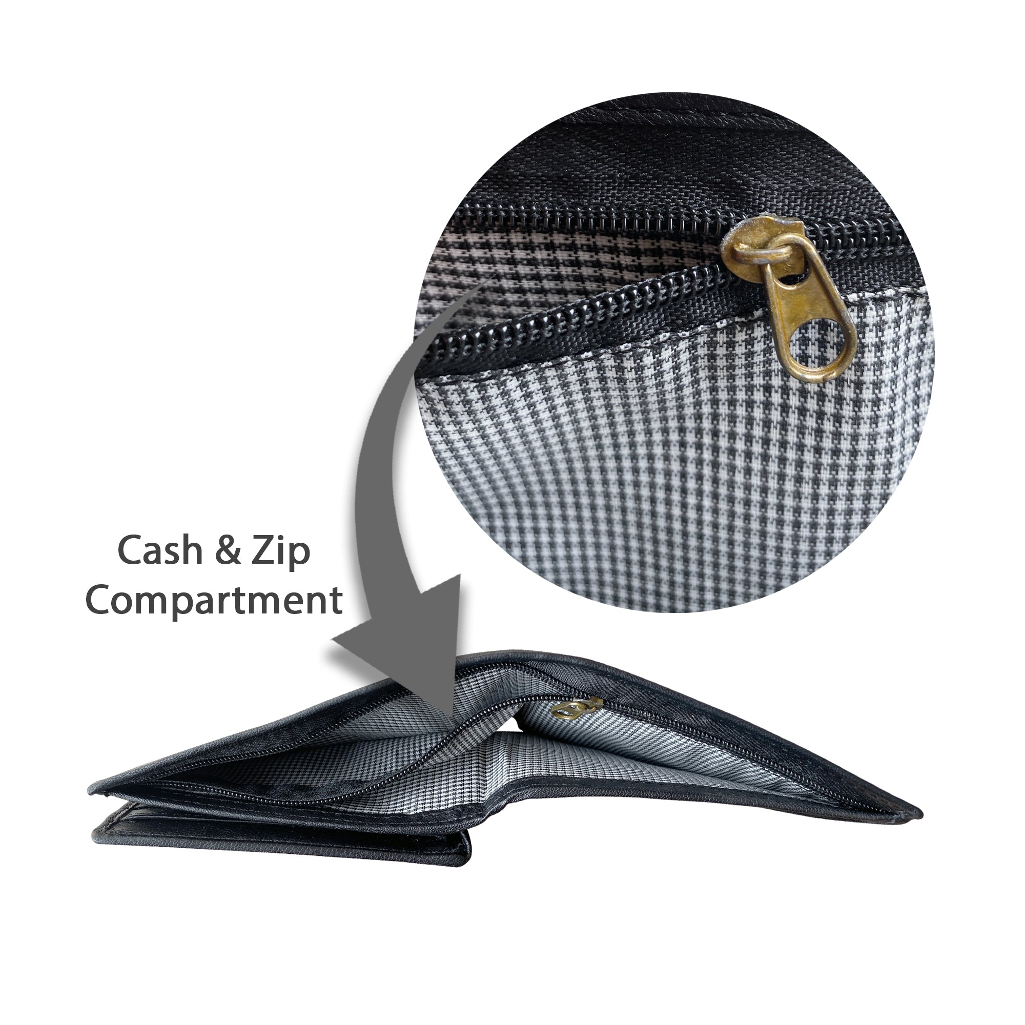 Black sheepskin wallet cash & zip compartment