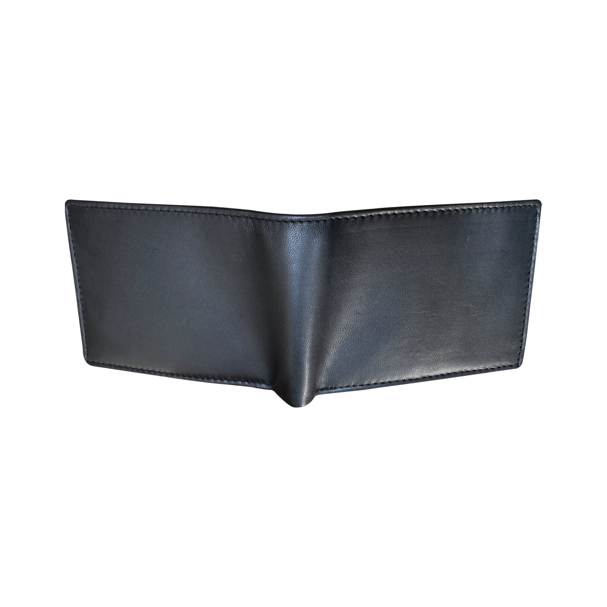 Black leather wallet full view back and front