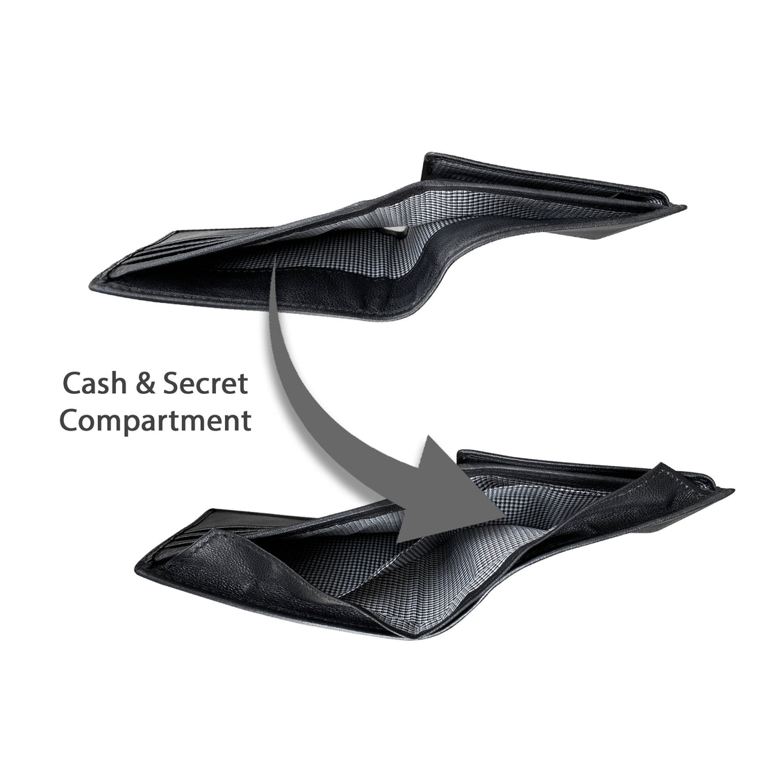 Black leather wallet with various cards  inside