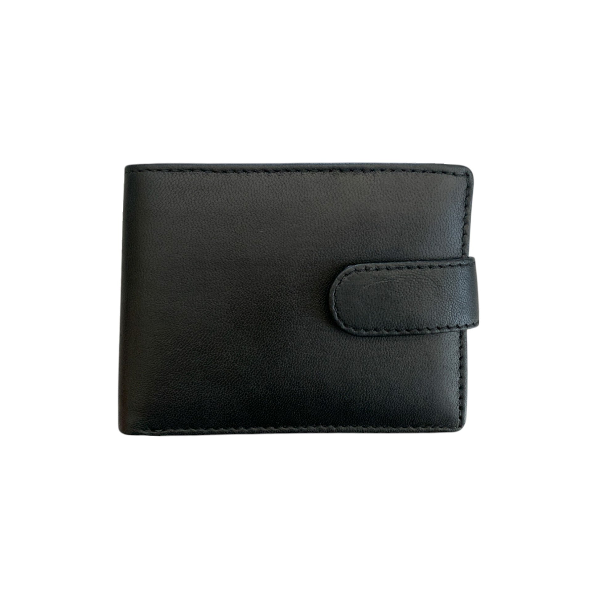 Black leather wallet on a white background