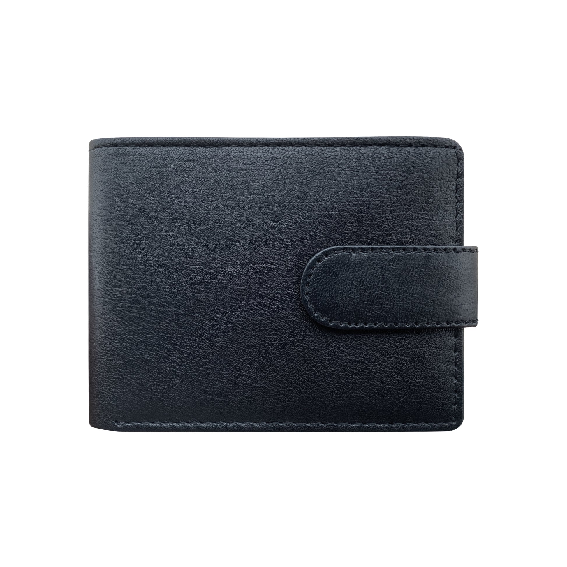 Black leather wallet front view