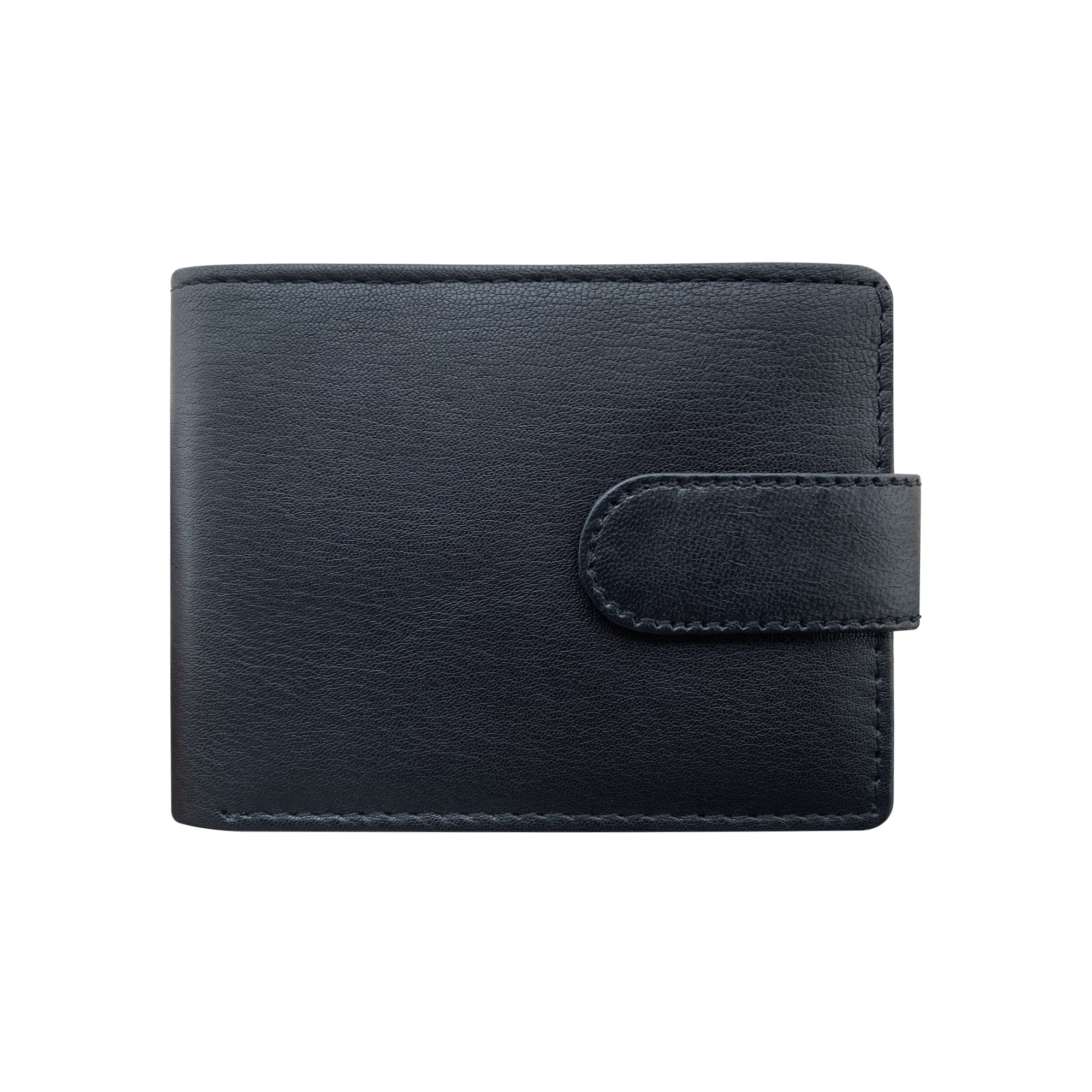 Black leather wallet front view