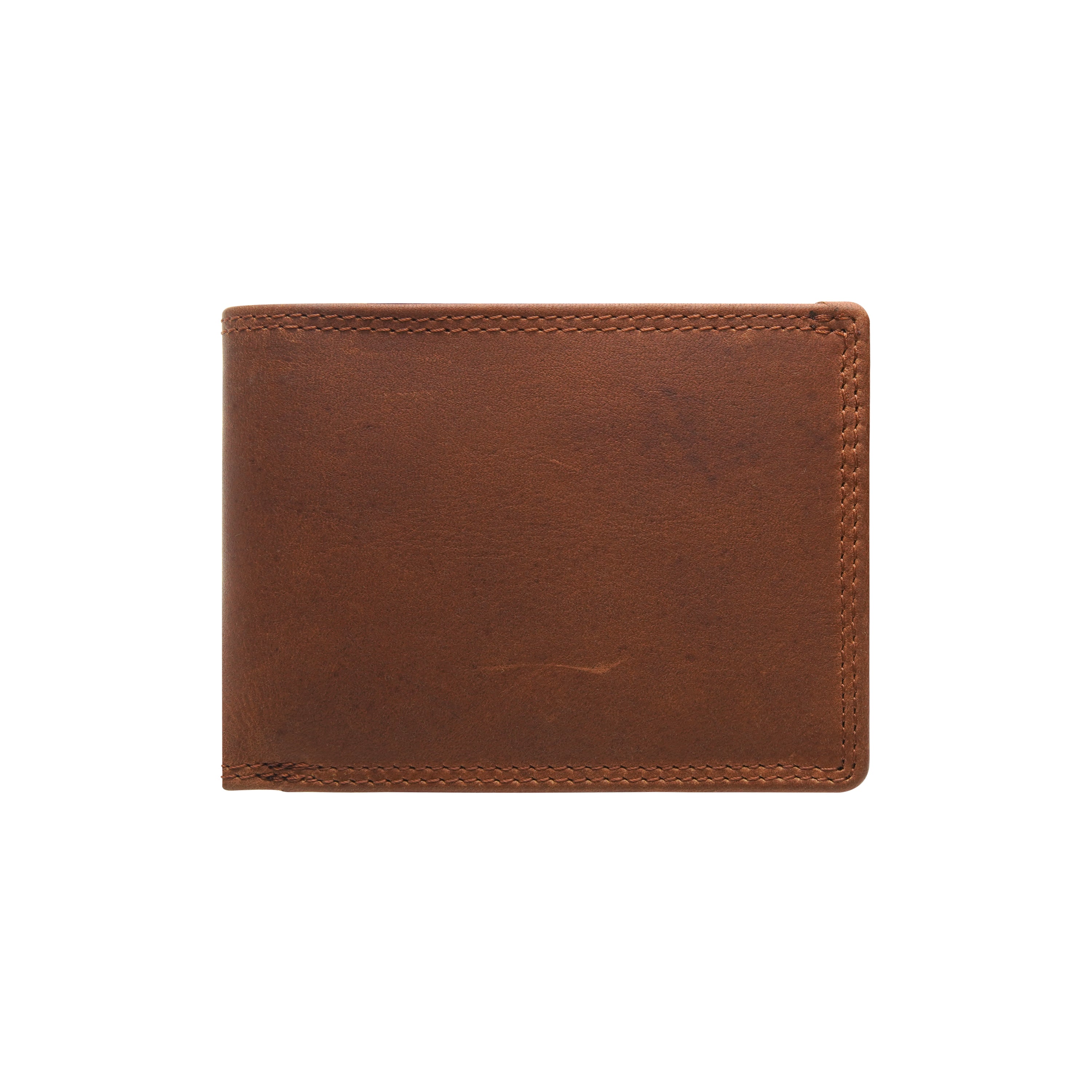 Tan leather wallet on a white background