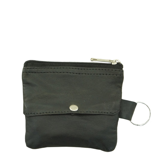 KC02 | Black Sheepskin Coin Pouch with Key Ring ash-cenzoni.myshopify.com